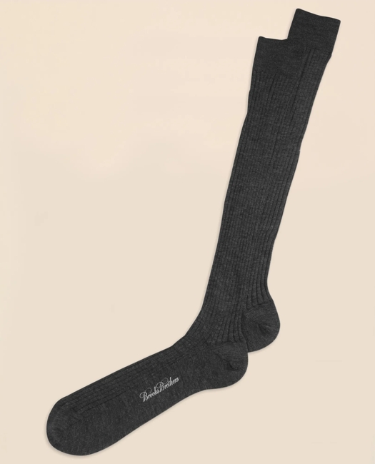 Merino Wool Ribbed Over-the-Calf Socks