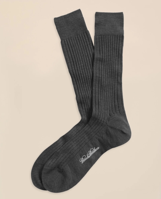 Merino Wool Ribbed Crew Socks