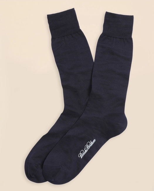 Egyptian Cotton Jersey Knit Crew Socks - Navy