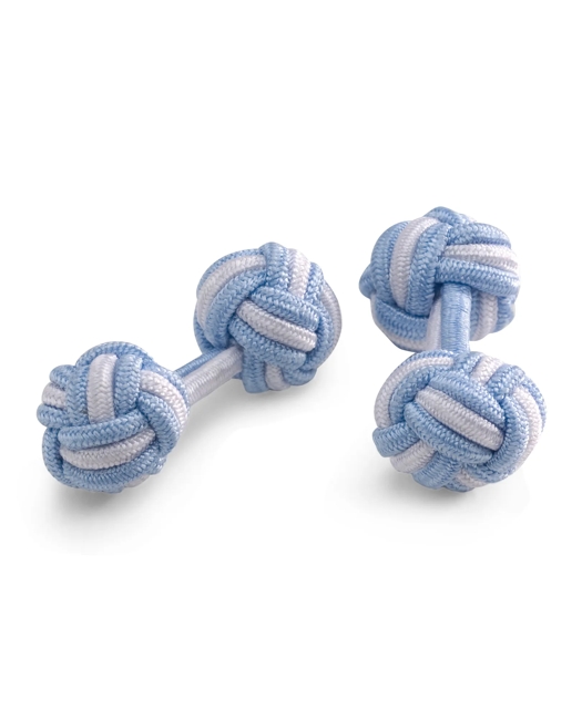 Knot Cuff Links - Light Blue-White