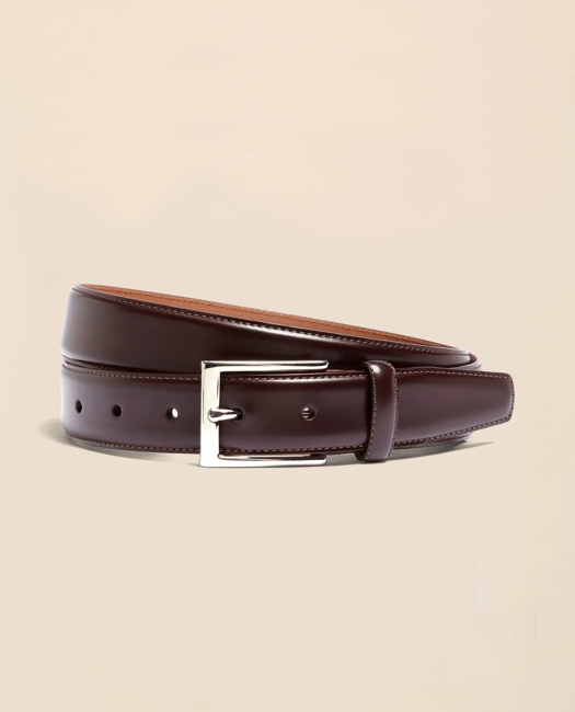 Silver Buckle Leather Dress Belt