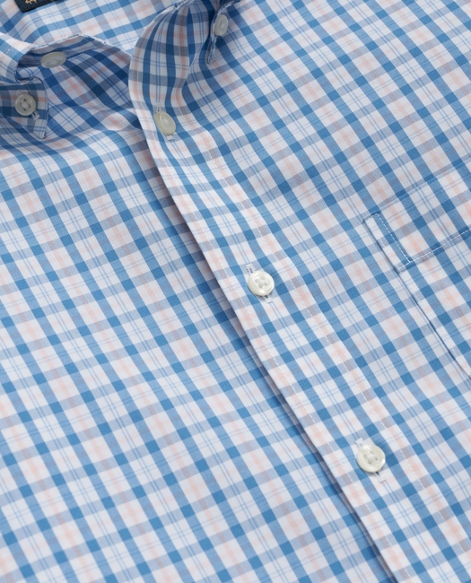Non-Iron Broadcloth Polo Button-Down Collar Check Sport Shirt