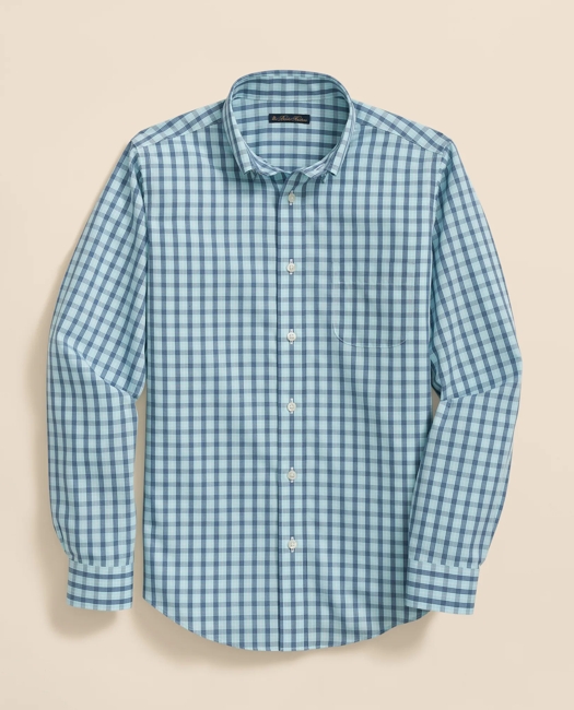 Non-Iron Broadcloth Polo Button-Down Collar Check Sport Shirt