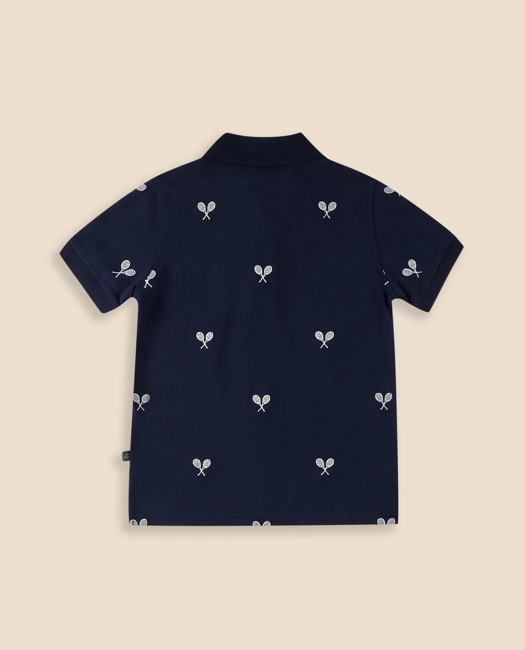 Stretch Cotton Tennis- Racquet- Embroidered Pique Polo Shirt