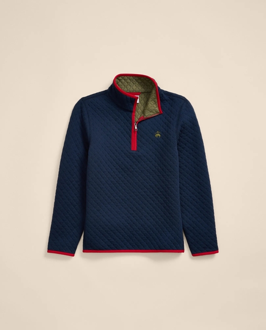 Cotton Blend Quilted Quarter-Zip - Navy