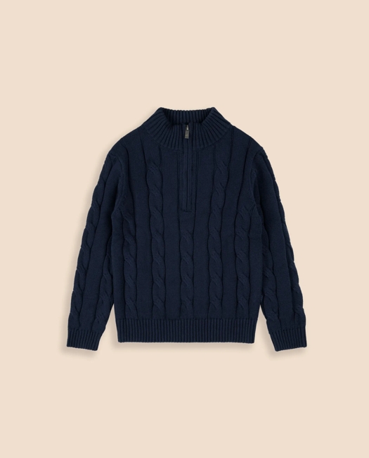 Cotton Cable Knit Half-Zip Sweater