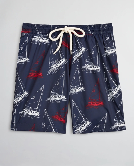 Sailboat Print Swim Trunks