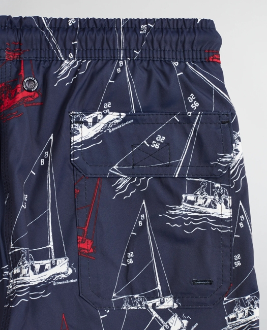 Sailboat Print Swim Trunks