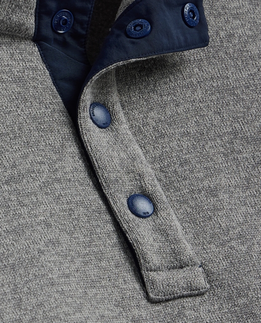 Brushed Fleece Button Mock-Neck Pullover