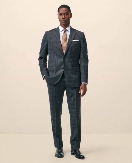 Classic-Fit Stretch Wool Blend Windowpane Suit Jacket