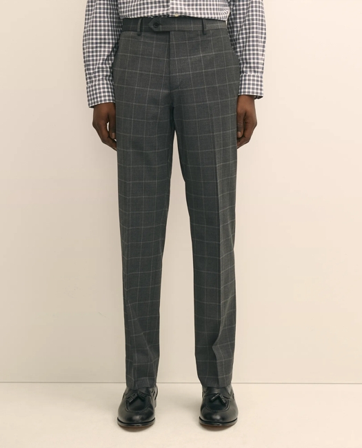 Classic-Fit Stretch Wool Blend Bold-Windowpane Suit Pants