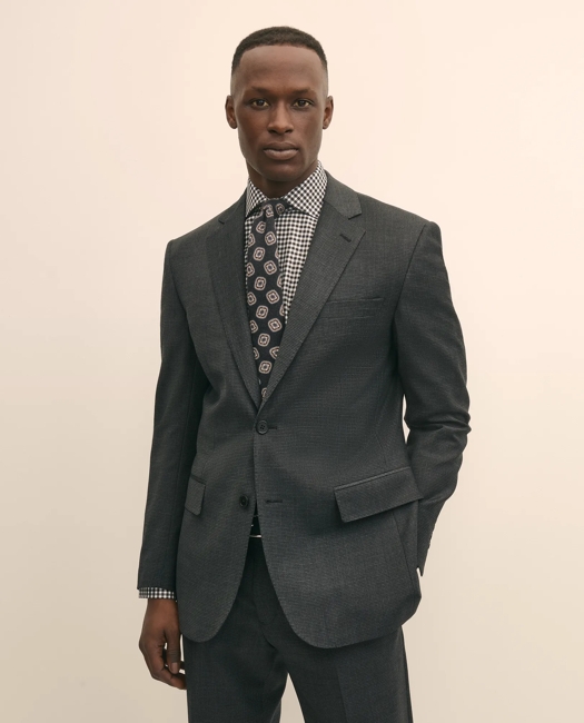 Stretch Wool Blend Mini-Houndstooth Suit Jacket