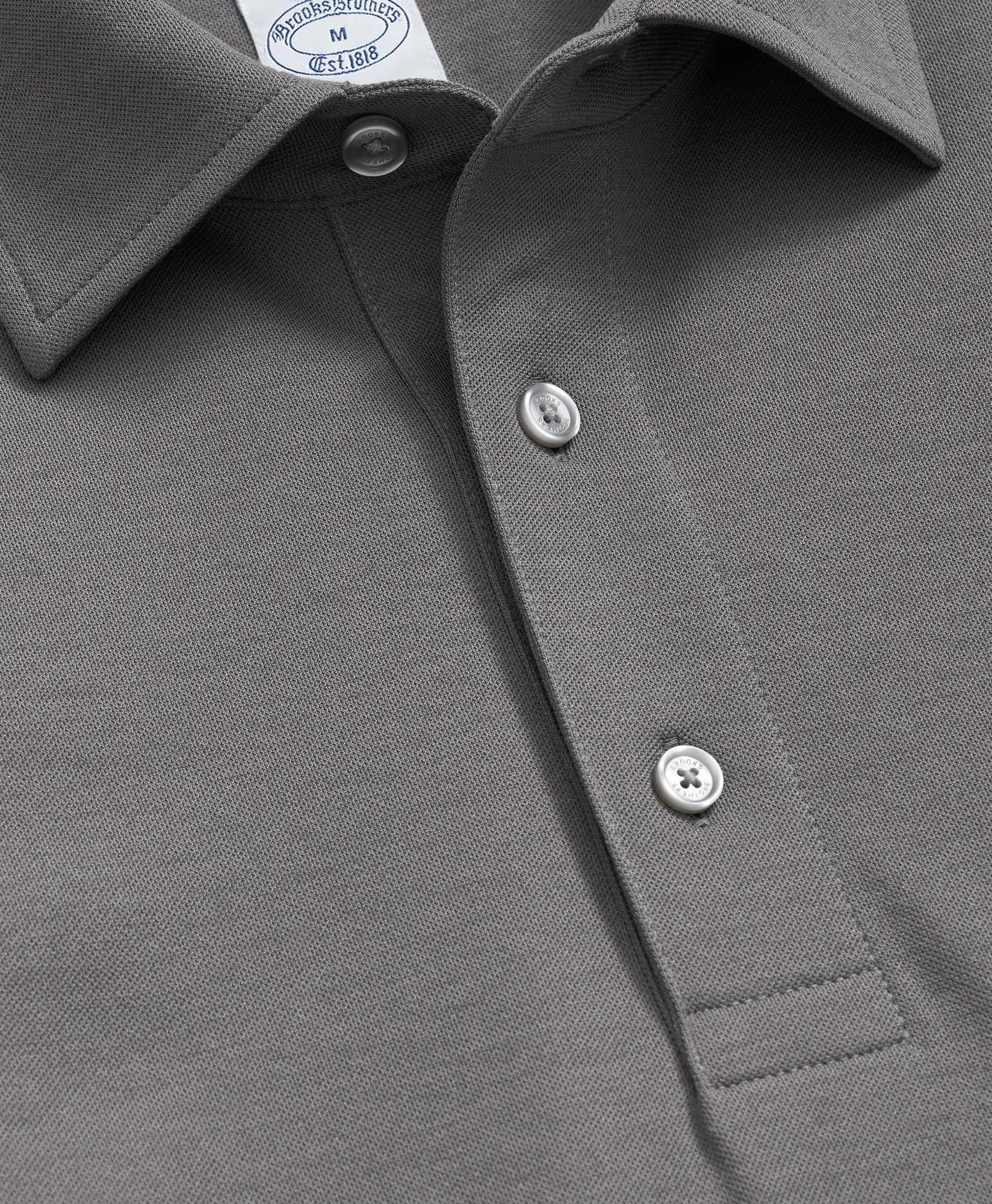 Spread Collar Long-Sleeve Polo Shirt