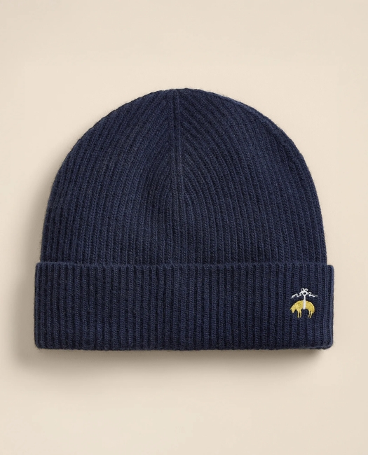 Wool-Cashmere-Blend Ribbed Beanie Hat