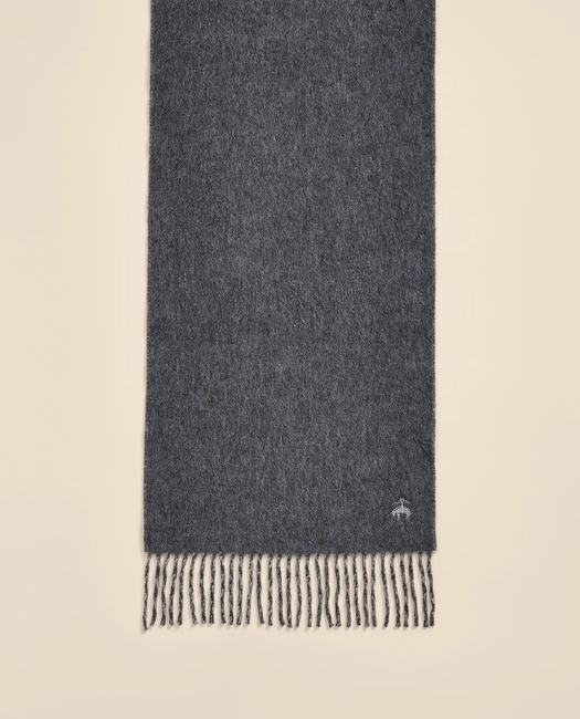 Wool Cashmere Patterned Fringe Scarf