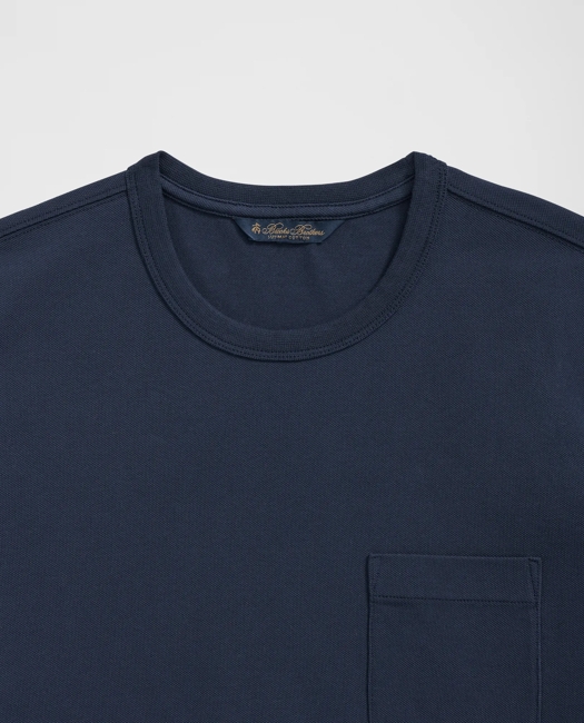 Pique T-Shirt in Garment-Washed Supima Cotton - Navy