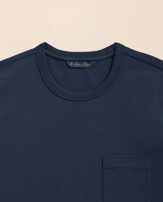 Pique T-Shirt in Garment-Washed Supima Cotton - Navy