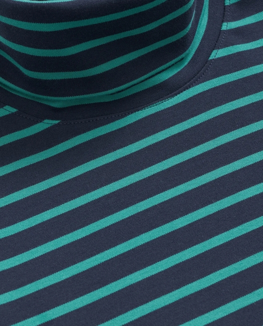 Cotton Blend Striped Turtleneck Shirt