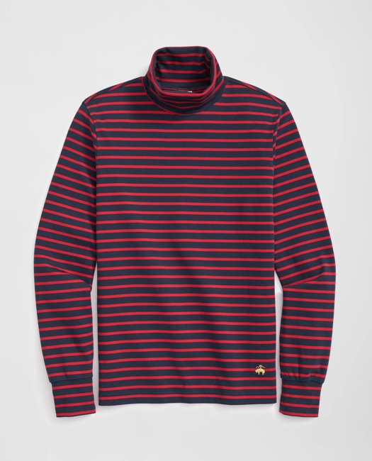 Cotton Blend Striped Turtleneck Shirt