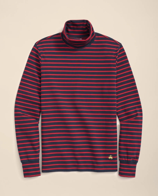 Cotton Blend Striped Turtleneck Shirt