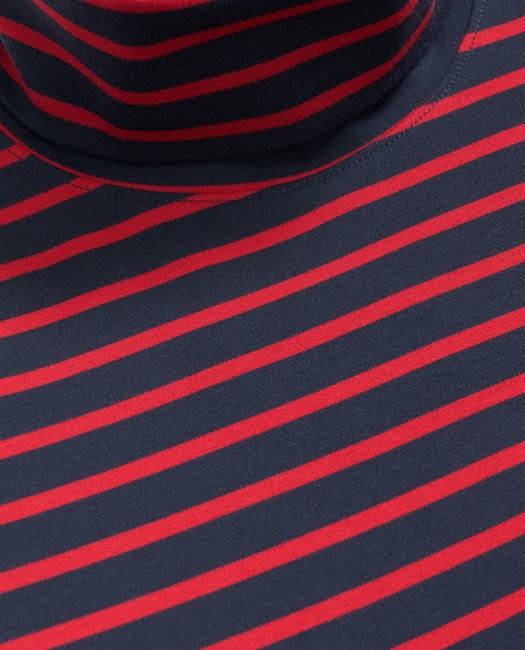 Cotton Blend Striped Turtleneck Shirt