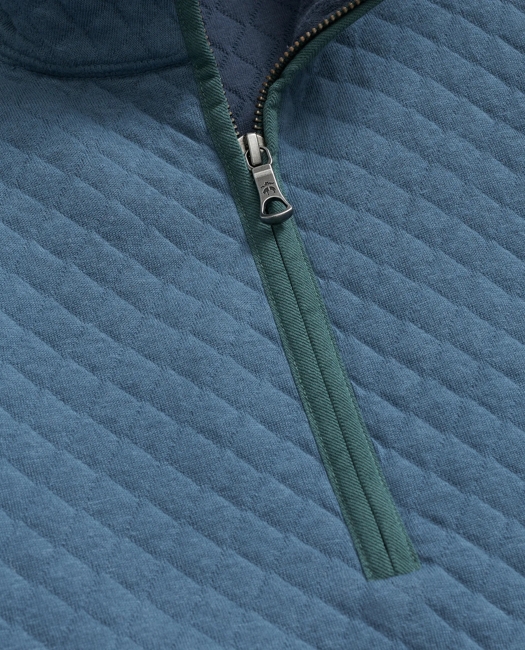 Diamond-Quilted Quarter-Zip in Cotton Blend