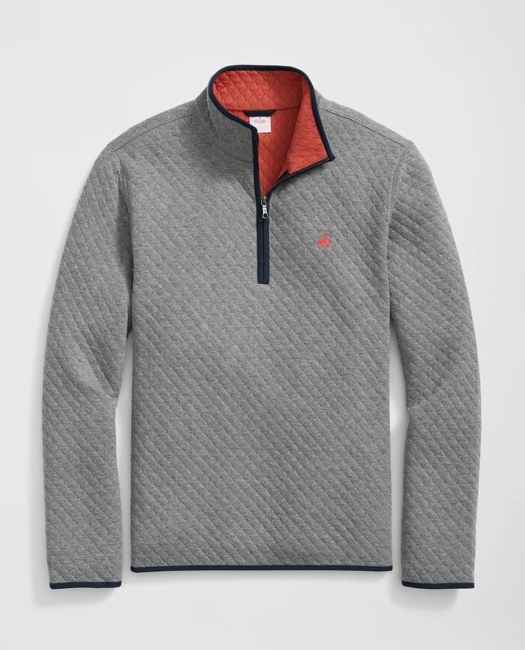 Diamond-Quilted Half-Zip in Cotton Blend Shirt