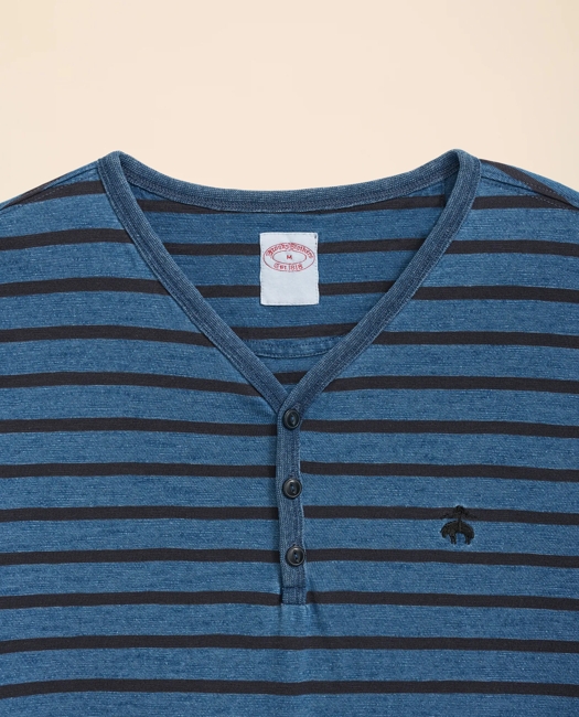 Cotton Stripe 3-Button T-Shirt