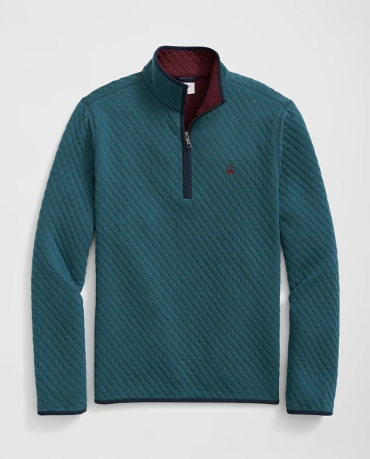 Diamond-Quilted Half-Zip in Cotton Blend