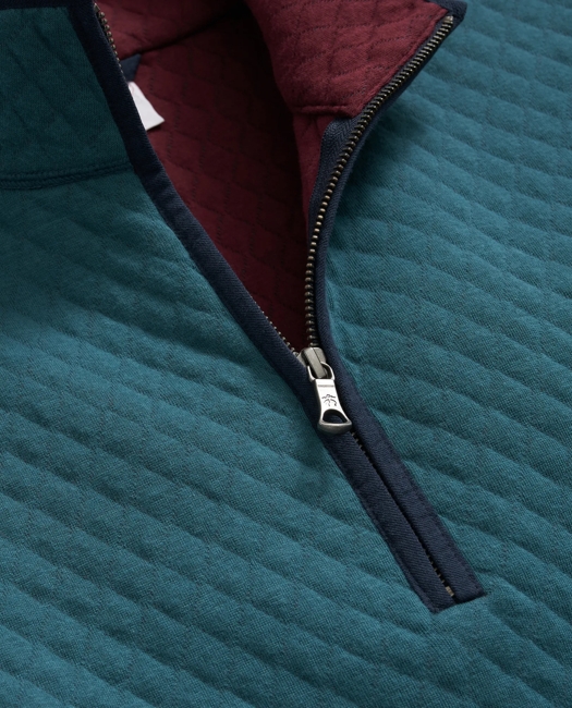 Diamond-Quilted Half-Zip in Cotton Blend