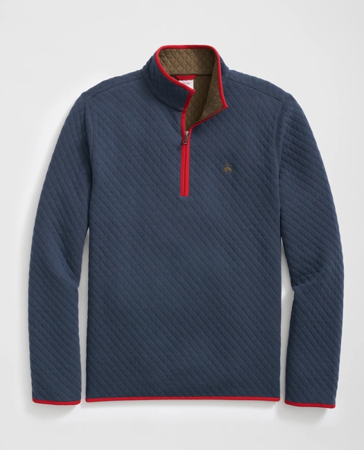 Diamond-Quilted Half-Zip in Cotton Blend