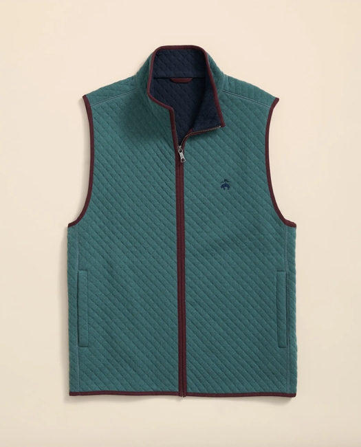 Cotton-Blend Diamond-Quilted Full-Zip Vest Shirt