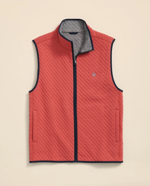 Cotton-Blend Diamond-Quilted Full-Zip Vest Shirt