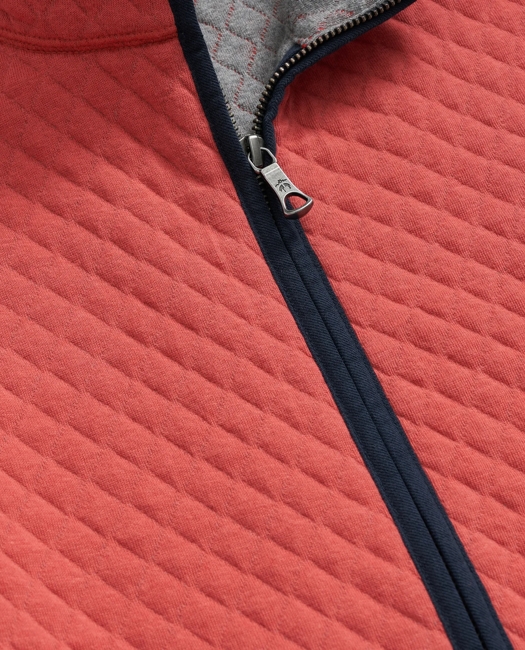 Cotton-Blend Diamond-Quilted Full-Zip Vest Shirt