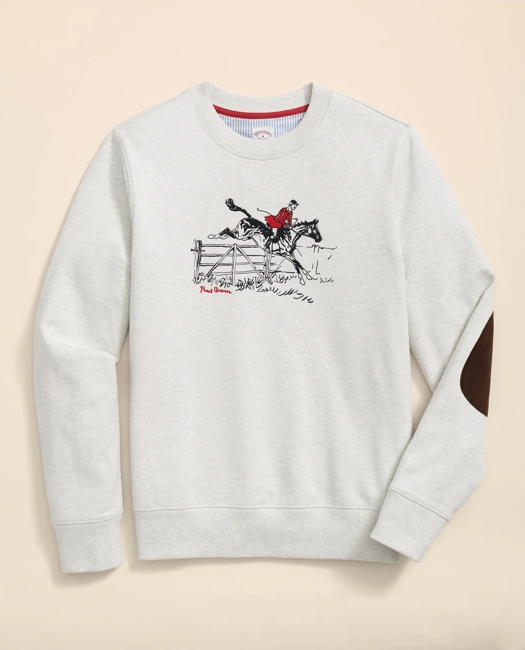 French Terry Embroidered Horse Motif Sweatshirt