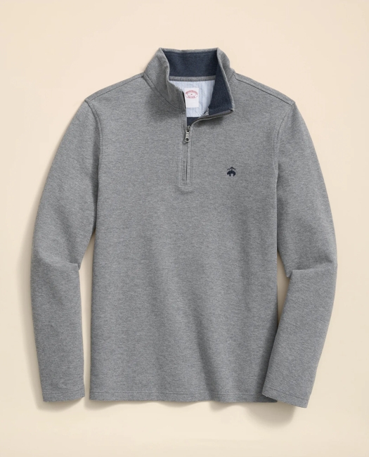 Cotton Blend Pique Half-Zip Shirt