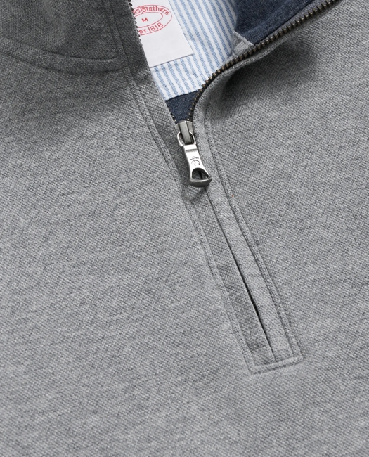 Cotton Blend Pique Half-Zip Shirt