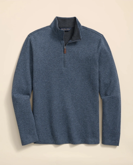 Cotton Herringbone Half-Zip Shirt