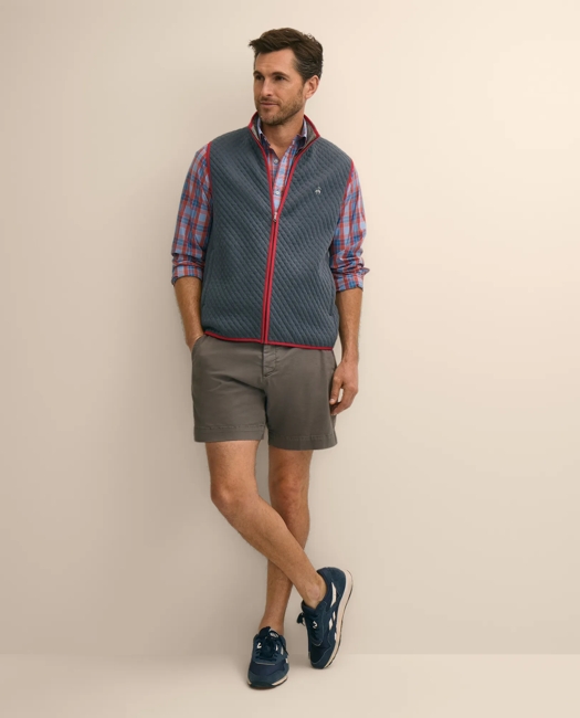 Cotton-Blend Diamond-Quilted Full-Zip Vest Shirt