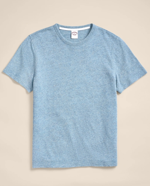 Cotton-Linen Pique T-Shirt - Light Blue