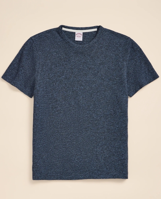 Cotton-Linen Pique T-Shirt - Navy