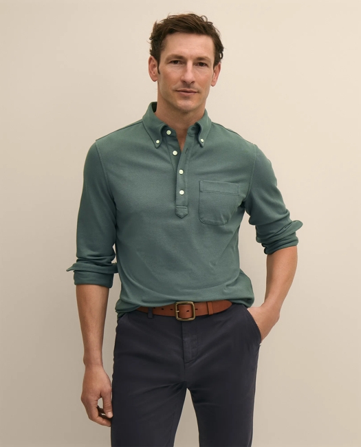 Cotton Pique Popover Polo Shirt
