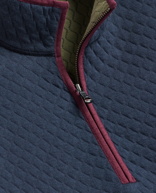 Cotton Blend Diamond-Quilted Quarter-Zip Shirt