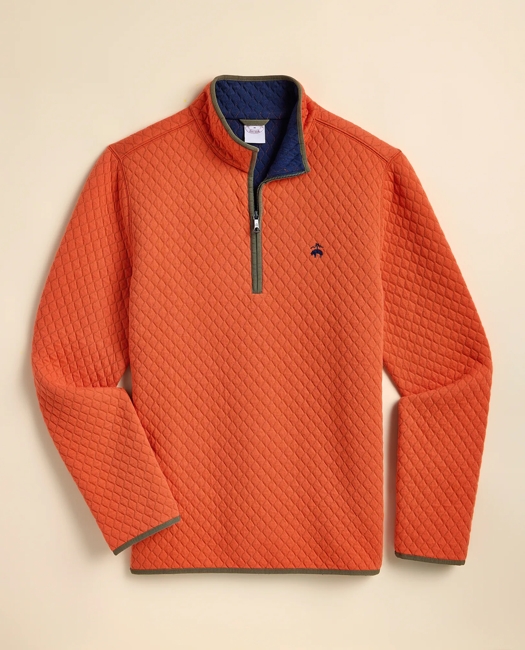 Cotton Blend Diamond-Quilted Quarter-Zip Shirt