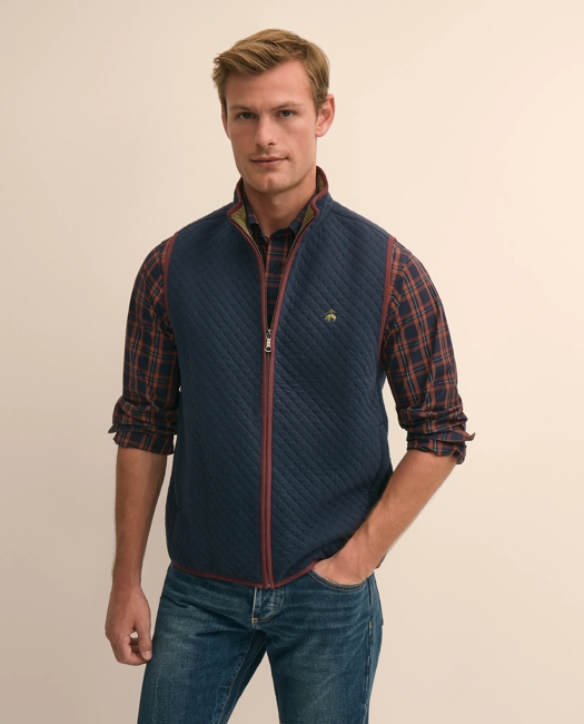 Cotton Blend Diamond-Quilted Vest Shirt