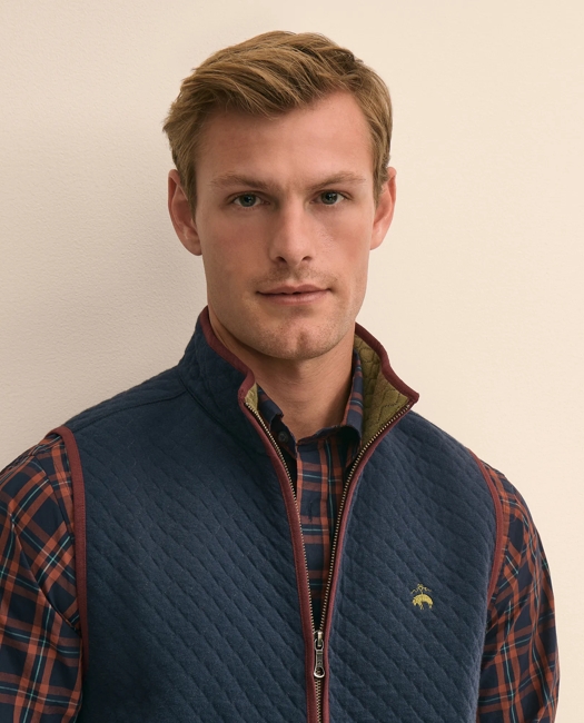 Cotton Blend Diamond-Quilted Vest Shirt