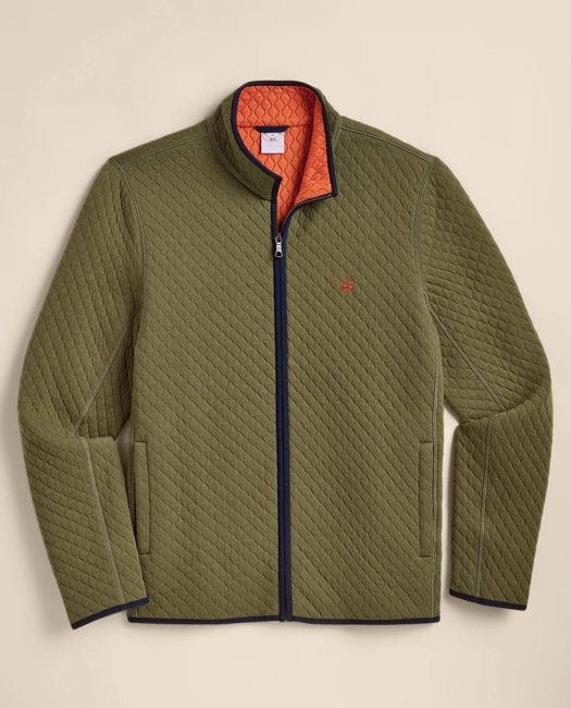 Diamond-Quilted Full-Zip Jacket Shirt