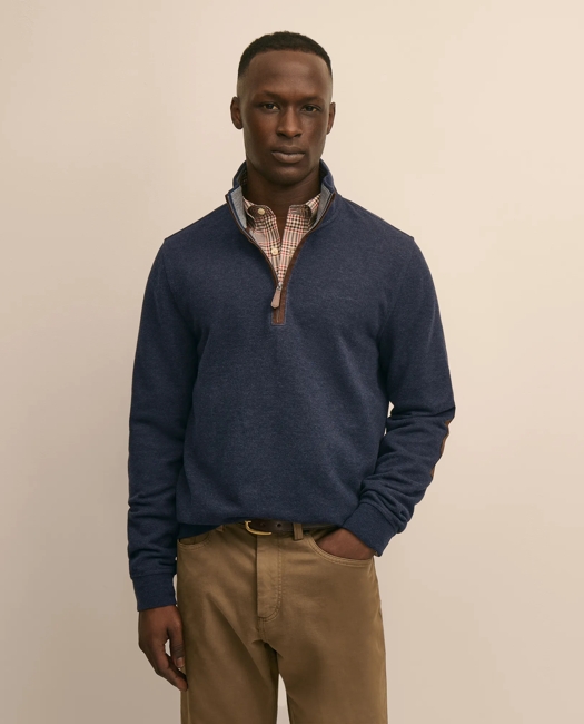 Cotton Blend Pique Quarter-Zip Shirt
