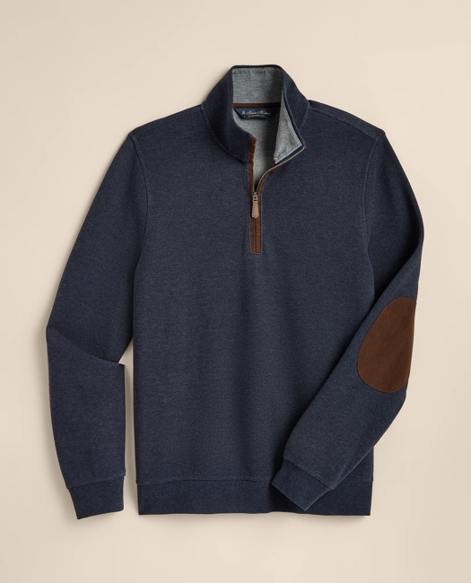 Cotton Blend Pique Quarter-Zip Shirt