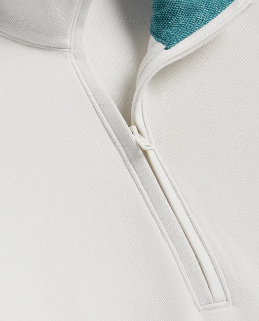 Cotton Blend Pique Quarter-Zip Shirt - Light Grey